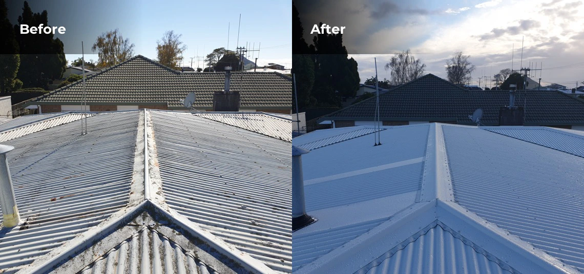 an aerial view of a house roof after re roofing work has been undertaken