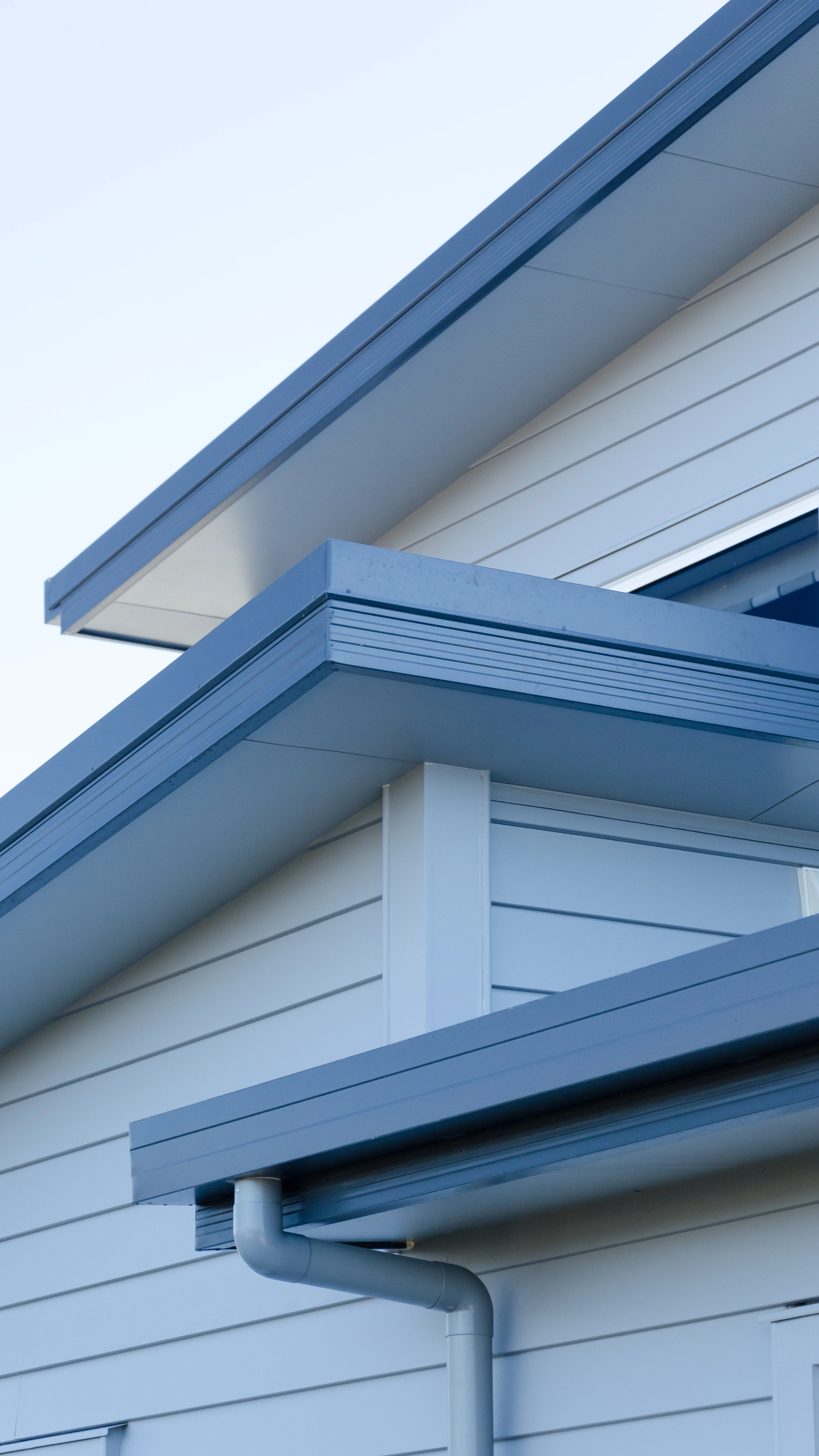 Three corner parts of a new house roof