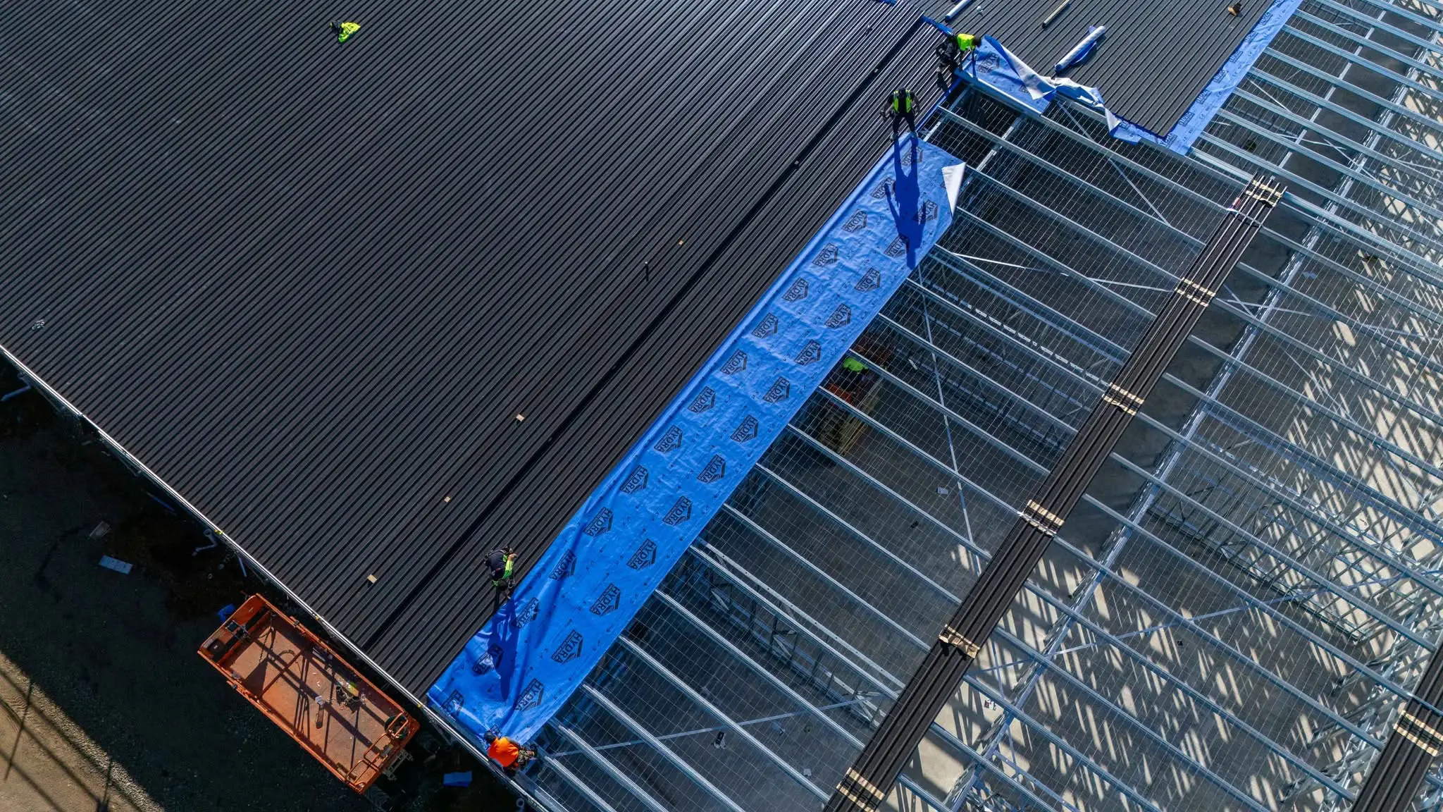 Aerial of ironclad roofing project in Te puna